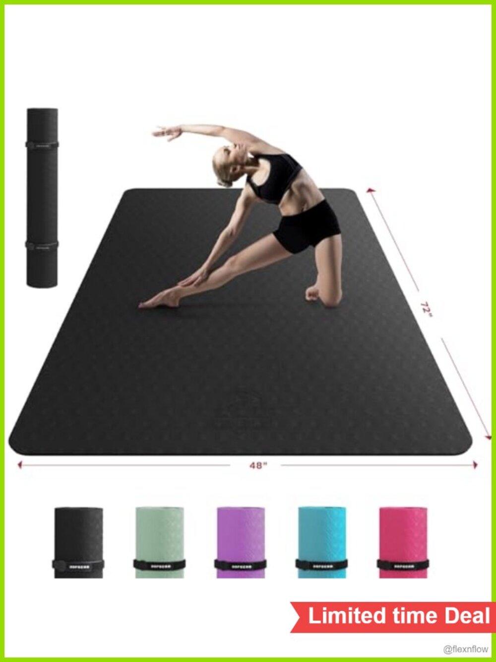 Extra Large Yoga Mat 72x48 6mm Non-Slip TPE Exercise Mat for Workouts